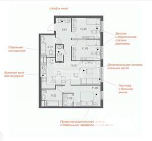 3-к квартира, вторичка, 86м2, 3/25 этаж