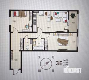 3-к квартира, вторичка, 67м2, 10/18 этаж