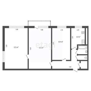 2-к квартира, вторичка, 60м2, 9/9 этаж