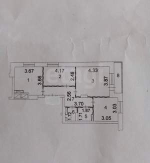 3-к квартира, вторичка, 63м2, 3/17 этаж