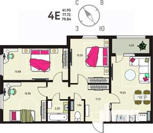 3-к квартира, вторичка, 80м2, 1/18 этаж