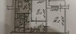 2-к квартира, вторичка, 52м2, 1/10 этаж
