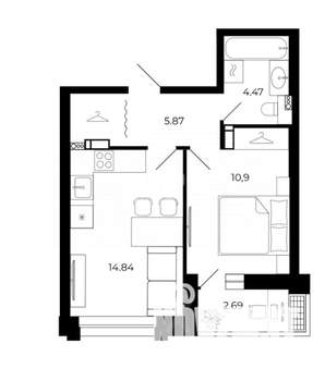 1-к квартира, вторичка, 39м2, 11/15 этаж