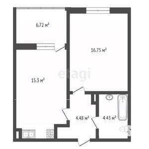 1-к квартира, вторичка, 48м2, 17/23 этаж