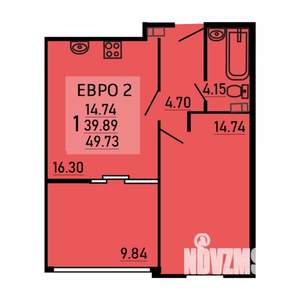 1-к квартира, вторичка, 50м2, 2/25 этаж