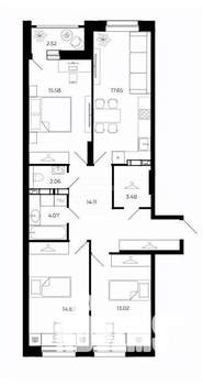 3-к квартира, строящийся дом, 85м2, 11/24 этаж