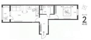 1-к квартира, вторичка, 45м2, 6/17 этаж