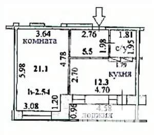 1-к квартира, вторичка, 42м2, 3/15 этаж