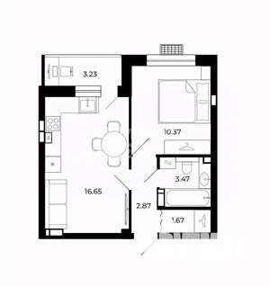 1-к квартира, вторичка, 38м2, 10/10 этаж