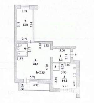 2-к квартира, вторичка, 68м2, 4/9 этаж