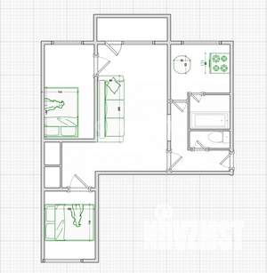 3-к квартира, вторичка, 56м2, 2/5 этаж