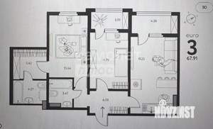 3-к квартира, вторичка, 68м2, 10/17 этаж