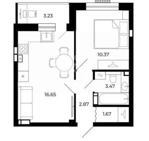 1-к квартира, вторичка, 38м2, 5/10 этаж
