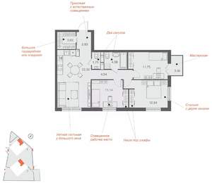 3-к квартира, вторичка, 79м2, 10/25 этаж