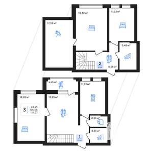 3-к квартира, строящийся дом, 114м2, 7/8 этаж