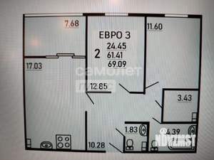 2-к квартира, вторичка, 69м2, 12/25 этаж