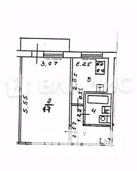 1-к квартира, вторичка, 30м2, 3/5 этаж