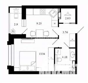 1-к квартира, вторичка, 36м2, 3/12 этаж