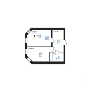 1-к квартира, строящийся дом, 42м2, 4/8 этаж