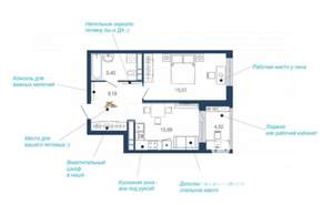 1-к квартира, вторичка, 50м2, 3/22 этаж