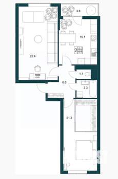 2-к квартира, вторичка, 75м2, 11/19 этаж
