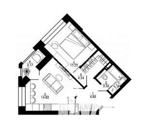 1-к квартира, вторичка, 41м2, 11/17 этаж