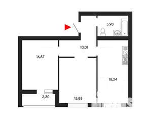 2-к квартира, вторичка, 69м2, 7/8 этаж