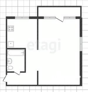 1-к квартира, вторичка, 30м2, 1/5 этаж