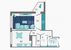 1-к квартира, вторичка, 38м2, 15/18 этаж