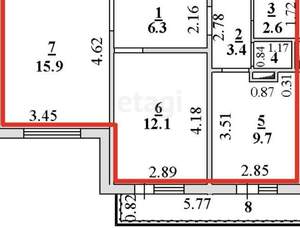 2-к квартира, вторичка, 51м2, 2/10 этаж