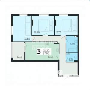 3-к квартира, вторичка, 87м2, 16/24 этаж