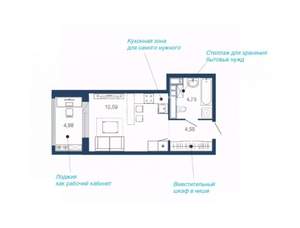 Студия квартира, вторичка, 30м2, 2/22 этаж