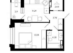1-к квартира, вторичка, 36м2, 10/15 этаж