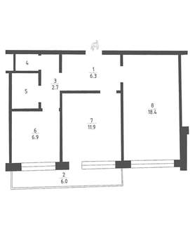 2-к квартира, вторичка, 51м2, 5/9 этаж
