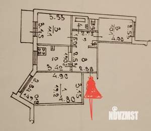 3-к квартира, вторичка, 62м2, 8/9 этаж