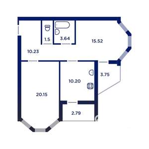 2-к квартира, строящийся дом, 65м2, 10/17 этаж