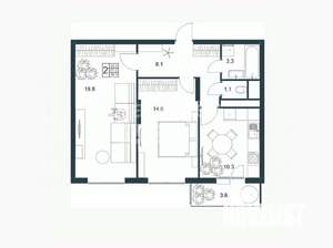 2-к квартира, вторичка, 58м2, 19/19 этаж