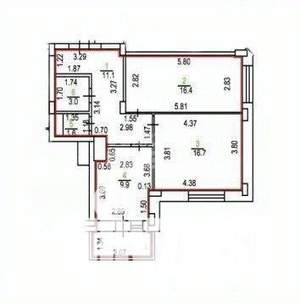 2-к квартира, вторичка, 60м2, 9/22 этаж