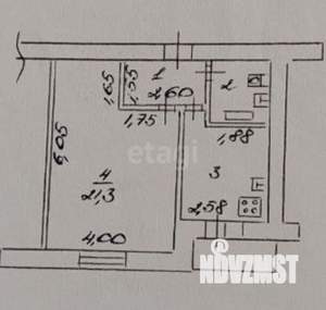 1-к квартира, вторичка, 36м2, 1/5 этаж