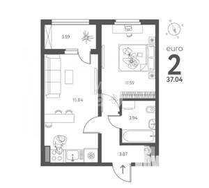 1-к квартира, вторичка, 37м2, 17/18 этаж