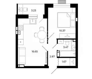 1-к квартира, вторичка, 38м2, 8/10 этаж
