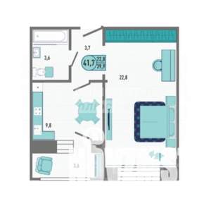 1-к квартира, вторичка, 42м2, 10/18 этаж