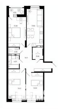 3-к квартира, строящийся дом, 85м2, 23/24 этаж