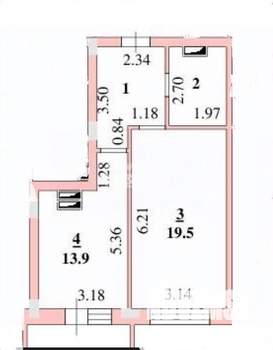 1-к квартира, вторичка, 47м2, 16/24 этаж