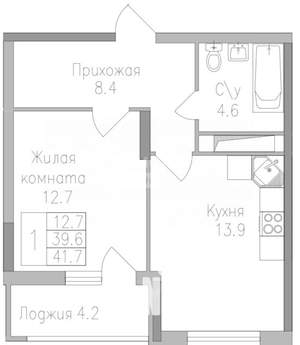 1-к квартира, вторичка, 42м2, 5/19 этаж