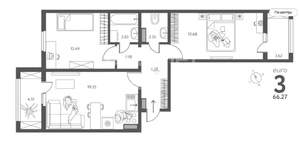 2-к квартира, вторичка, 66м2, 11/18 этаж