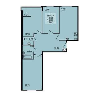 3-к квартира, вторичка, 87м2, 5/25 этаж