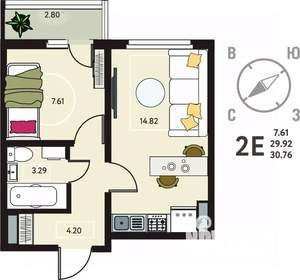 1-к квартира, вторичка, 31м2, 16/18 этаж