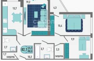 3-к квартира, сданный дом, 82м2, 16/18 этаж