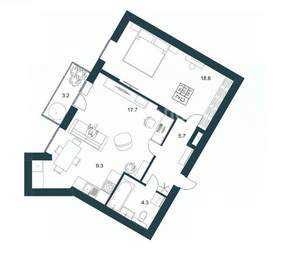 2-к квартира, вторичка, 57м2, 13/19 этаж